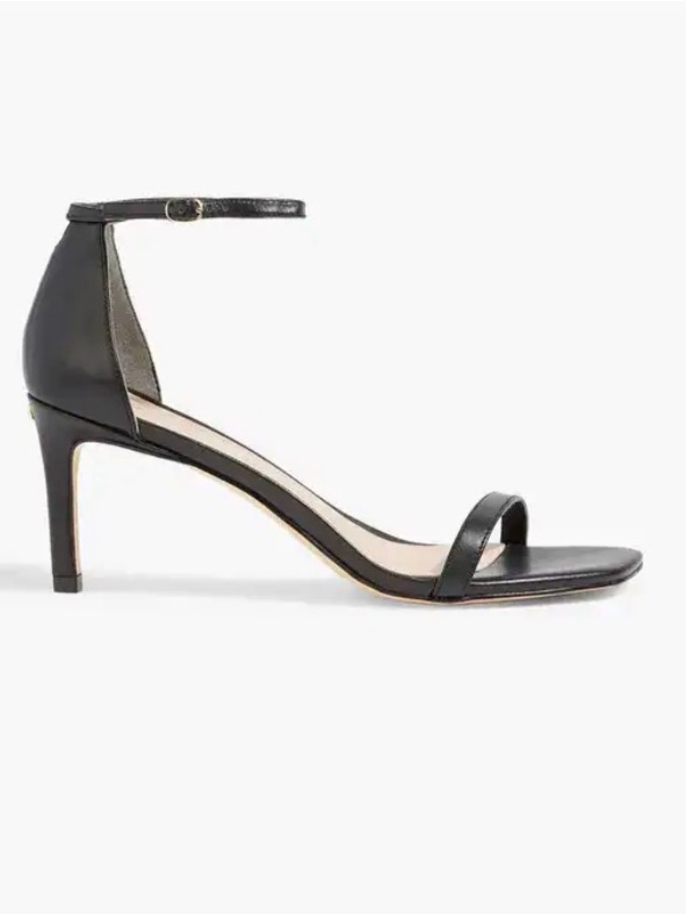 NIB Stuart Weitzman Black Leather Open-Toe Ankle-Strap Heels Amelina 75 size 9